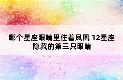 哪个星座眼睛里住着凤凰 12星座隐藏的第三只眼睛